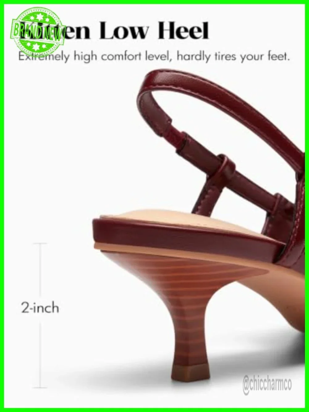 Women Slingback Kitten Heels Pointed Toe Pleated Slip On PU Leather Dress Shoes
